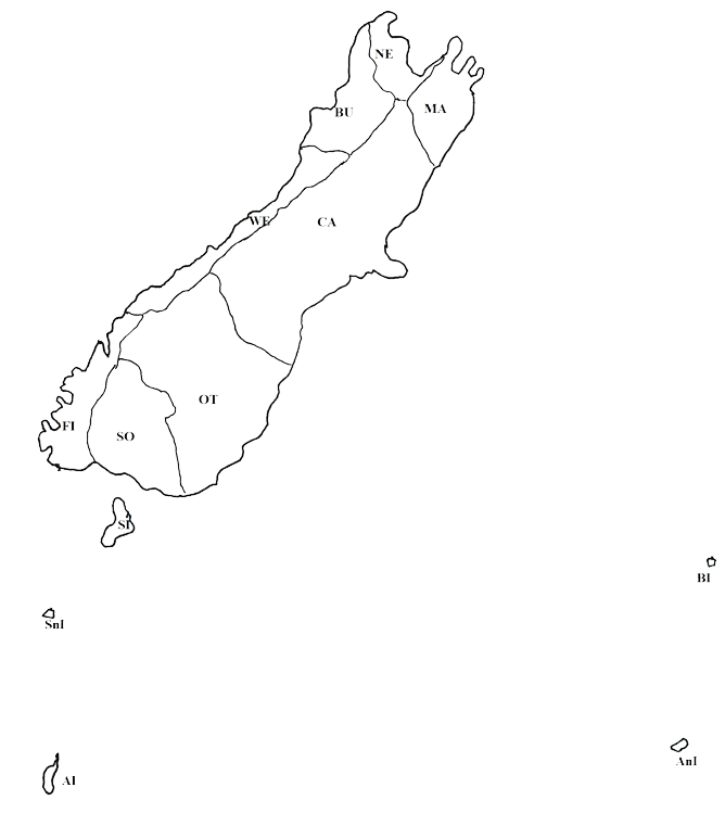 South Island Regions Map